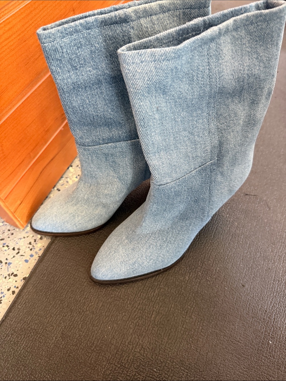 Isabel Marant Light Blue Denim Mid-Calf Boots